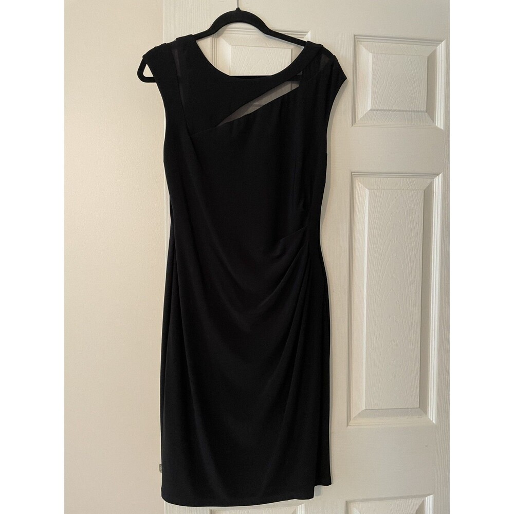 Lauren Ralph Lauren Dress Womens 12 Black sheath lace inserts
